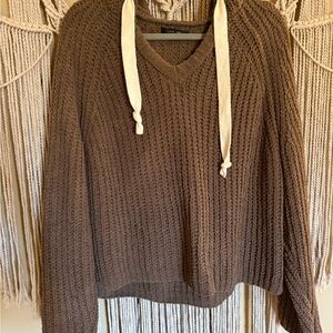 Love Tree Brown V-Neck Crop Sweater
